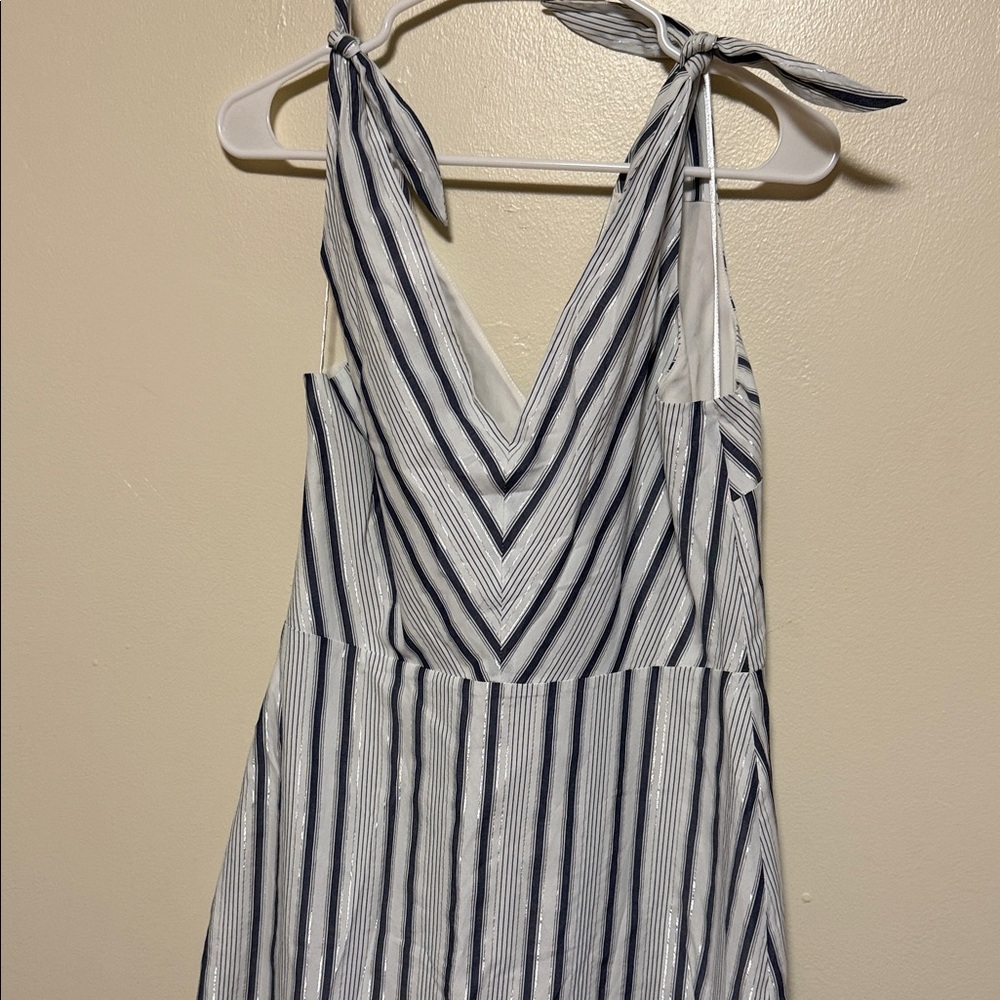 Sam Edelman Navy and White Striped High Low Dress